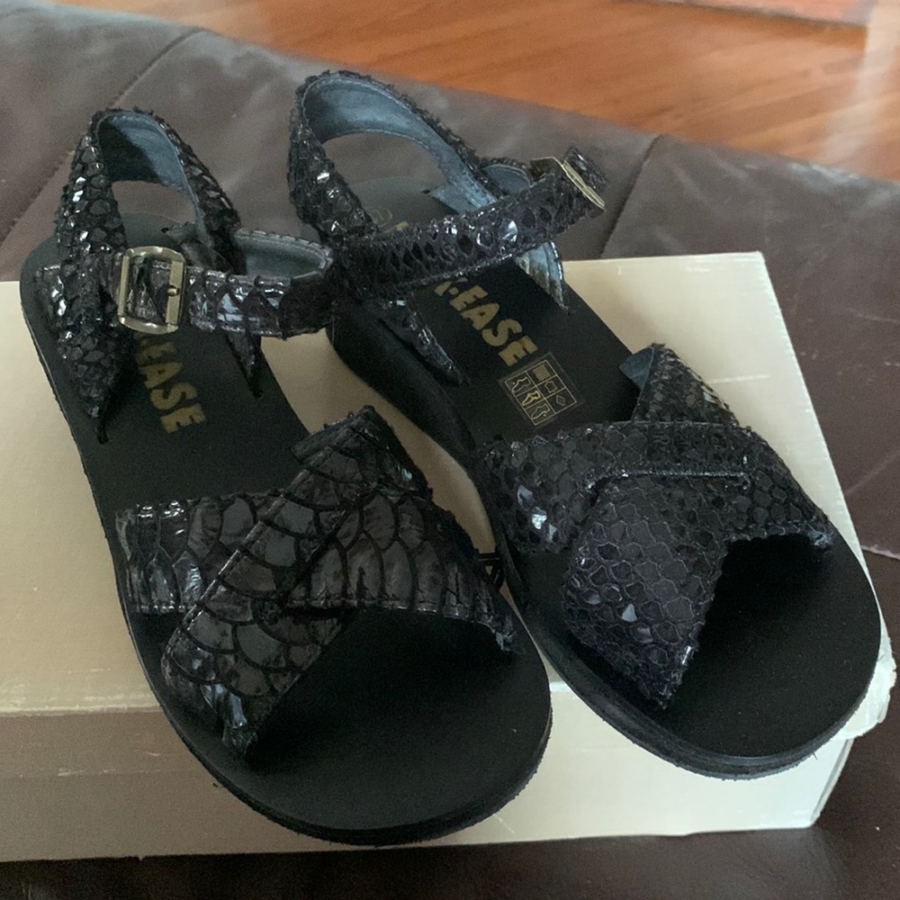 NEW Kork-ease wedge black python sandals size 37